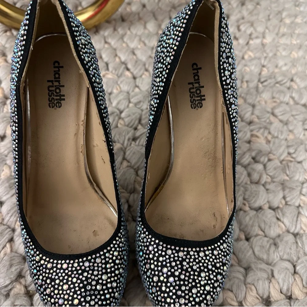 Charlotte Russe Cinderella rhinestone stilettos, size‎ 8